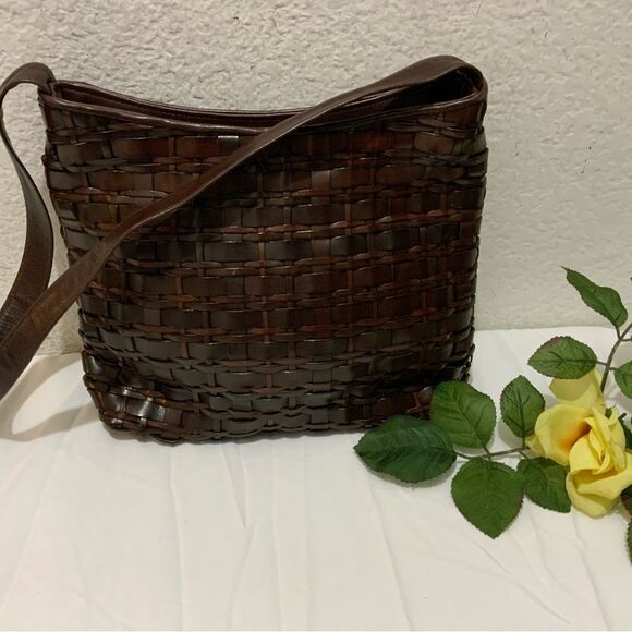 VTG Sharif Woven Leather Handbag Purse - Picture 3 of 16